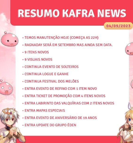 Resumo do Kafra News 10/10 - Geral - Ragnarok Online Brasil - Fórum